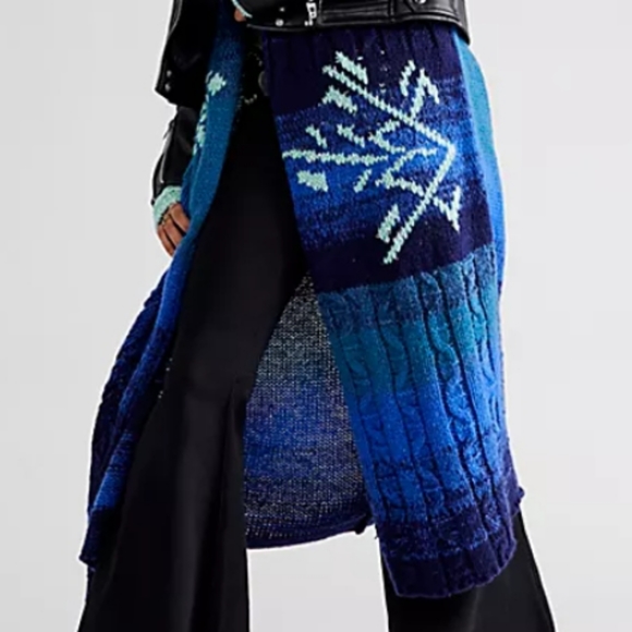 Free People Flurry Cardigan Luxe Wool Knit Open Front Mixed Patchwork XS-SM NWT - Picture 6 of 9